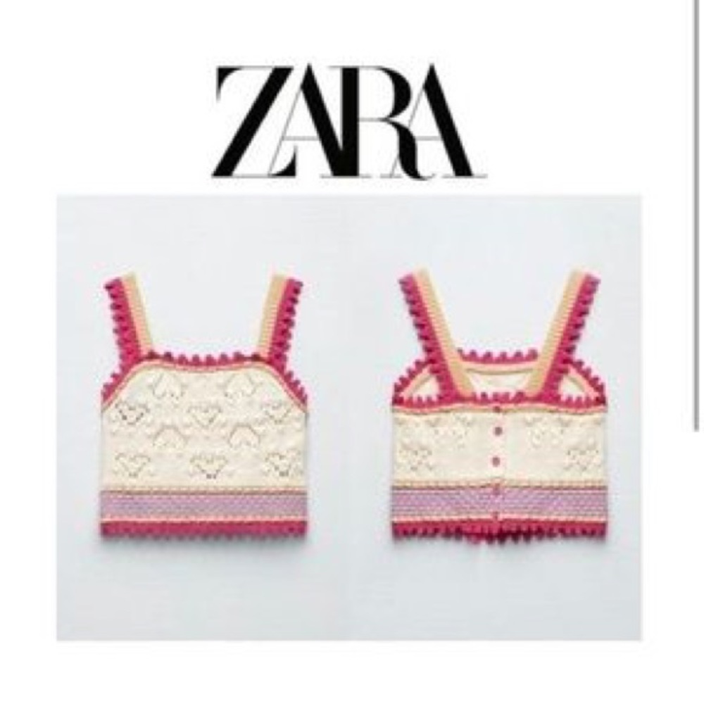 NWT Zara Crochet Knit Heart Top size small